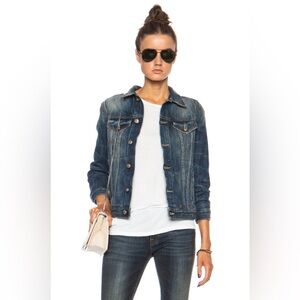 R13 Tailored Trucker Black Denim Jacket